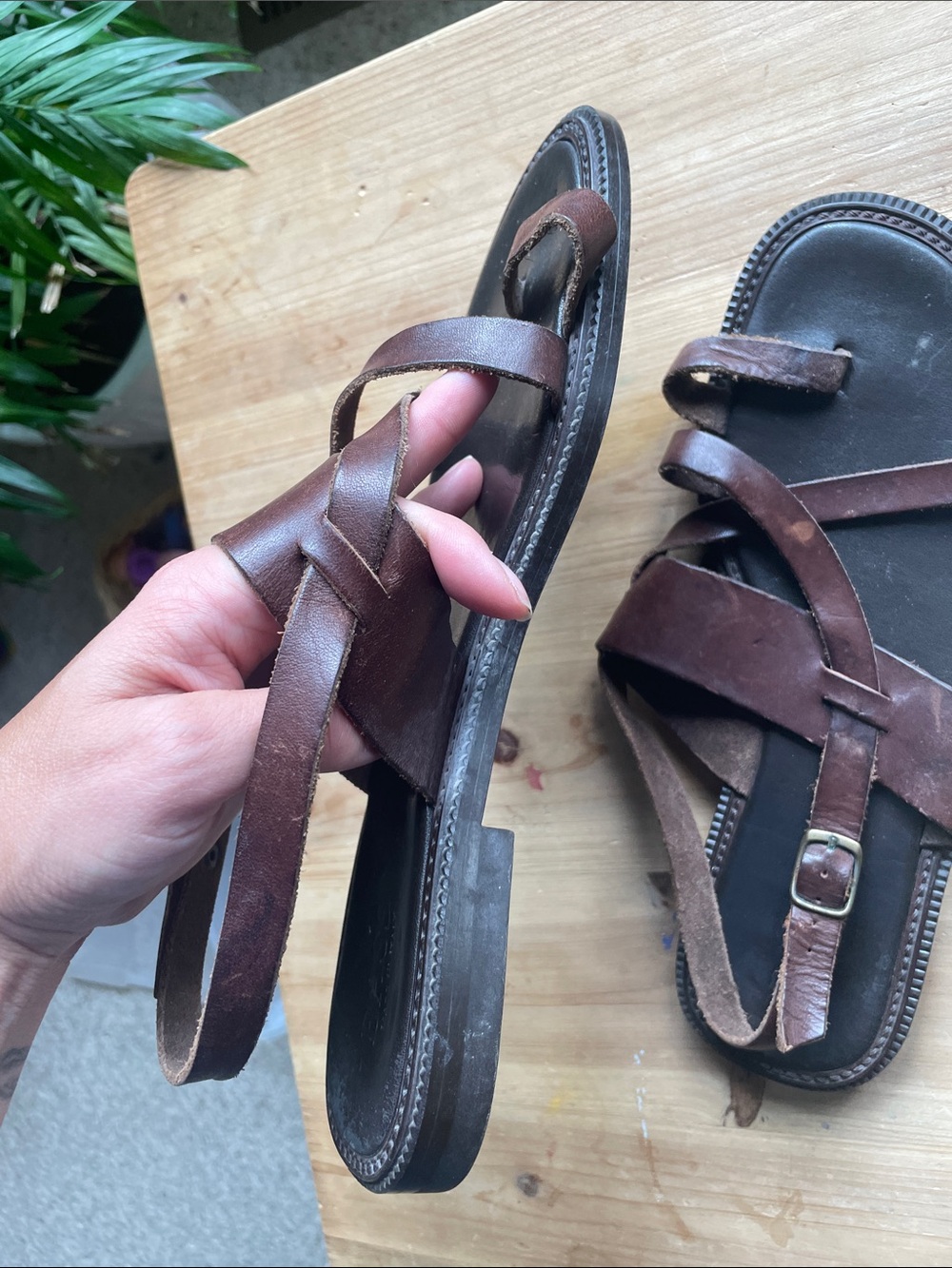Bass Brown Leather Men's Strappy Sandals - Picture 4 of 8